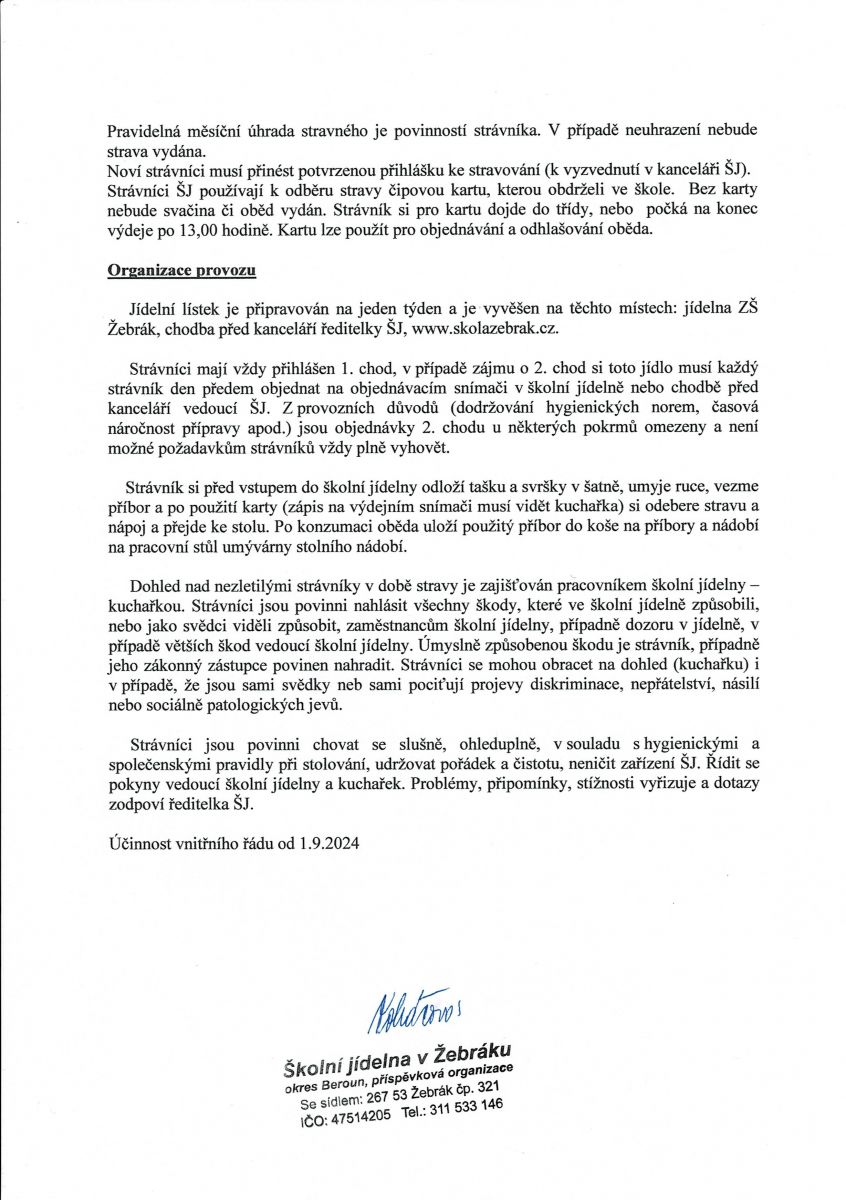 Vnitřní řád Školní jídelny - str. 2